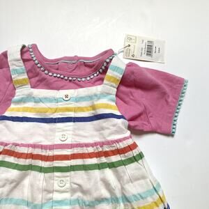 NEW Baby Boden Woven Stripy Rainbow Pinnie Jumper Set